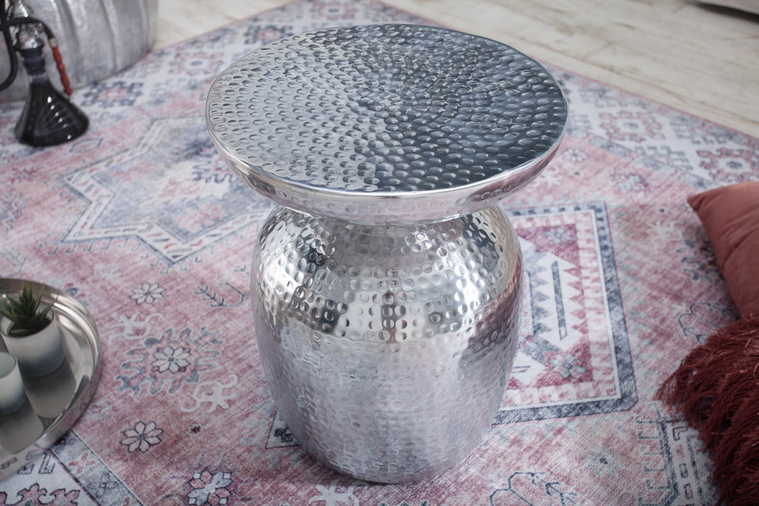 Round Side Table Orient 47cm Metal Silver