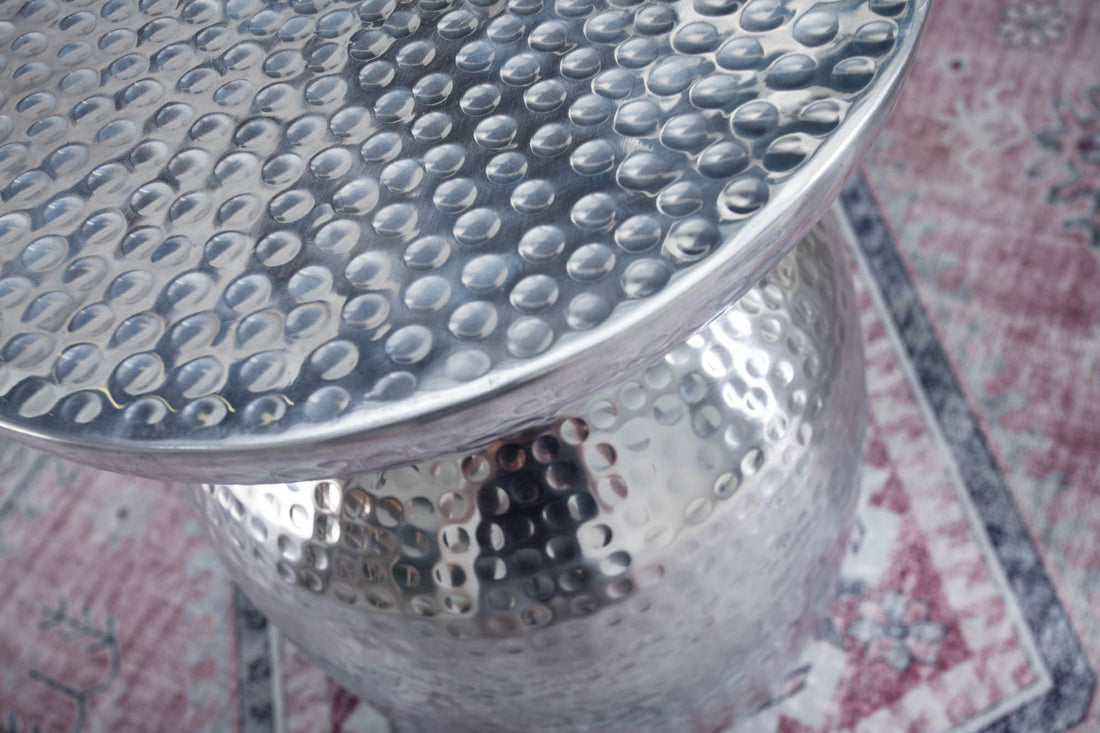 Round Side Table Orient 47cm Metal Silver