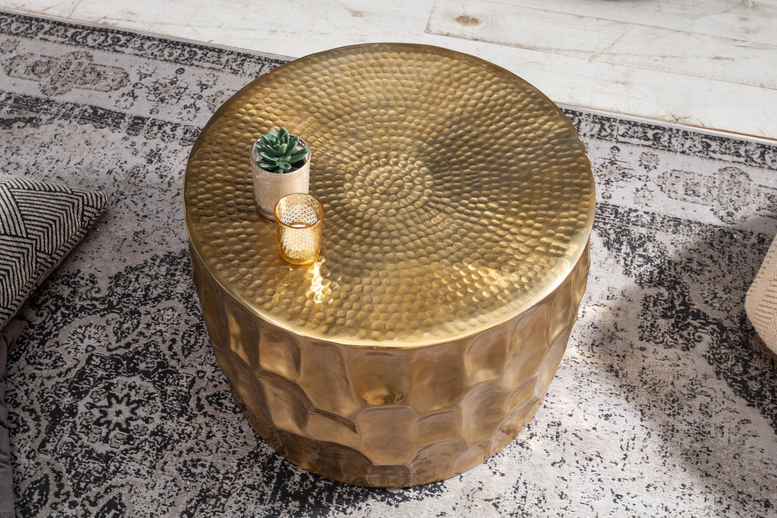 Round Coffee Table Organic Orient 53cm Metal Gold