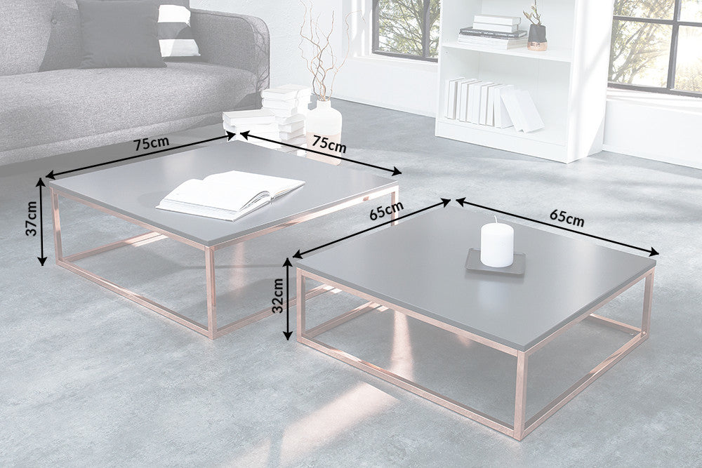 Set Of 2 Nesting Coffee Tables Elements 65cm/75cm Anthracite Copper