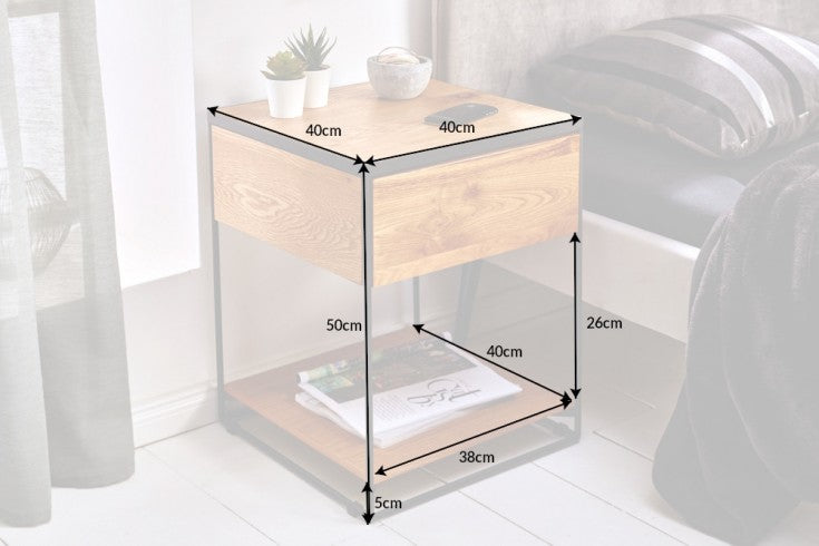 Bedside Table Scorpion 40cm Wild Oak Veneer Natural