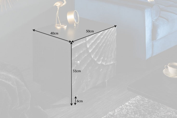Bedside Table Fossil 50cm Mango Wood Black
