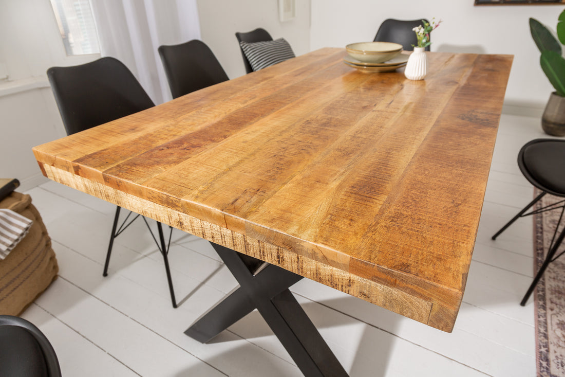 Dining Table Blacksmith 160cm Mango Wood Natural X-Frame
