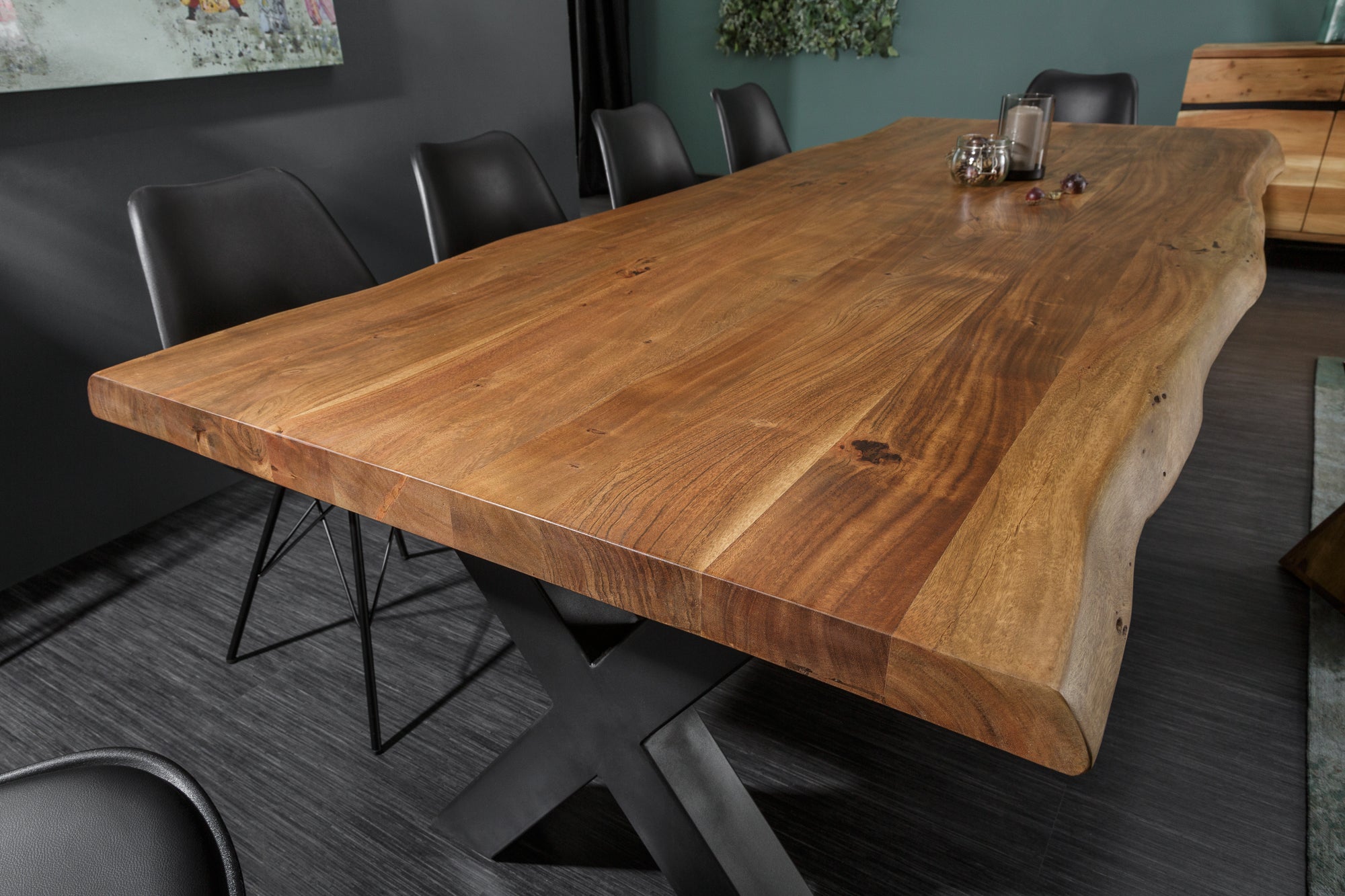 Dining Table Monolith 200cm Acacia Wood Honey X-Frame