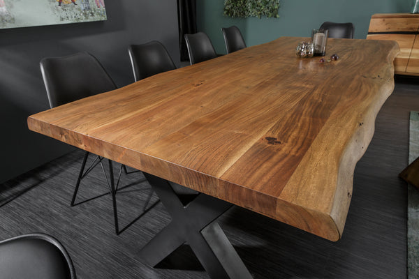 Dining Table Monolith 200cm Acacia Wood Honey X-Frame