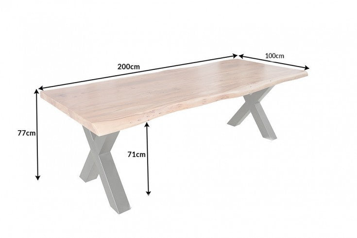 Dining Table Monolith X-Frame 200cm Acacia Wood Honey