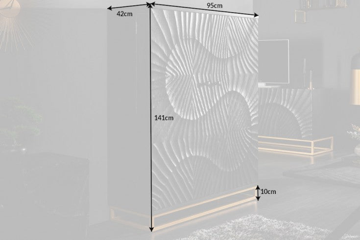 Bar Cabinet Fossil 141cm Mango Wood Black