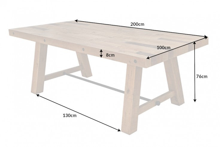 Dining Table Oslo 200cm Pine Wood Natural