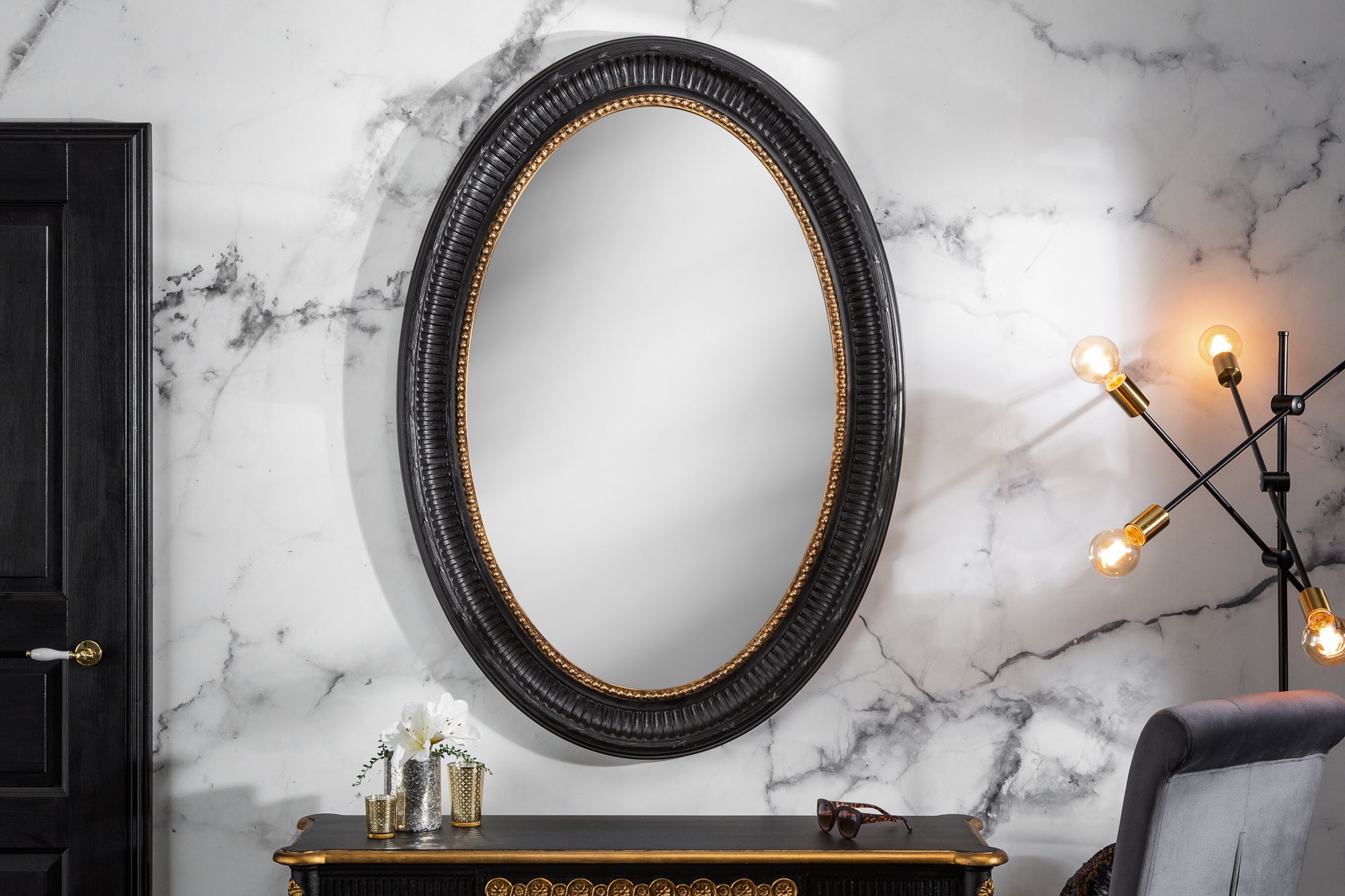 Mirror Verona 135cm Black/Gold