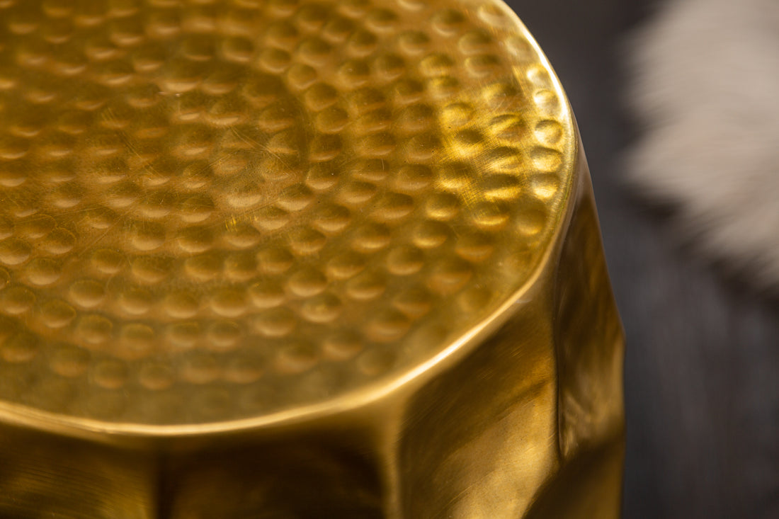 Round Side Table Organic Orient 46cm Metal Gold