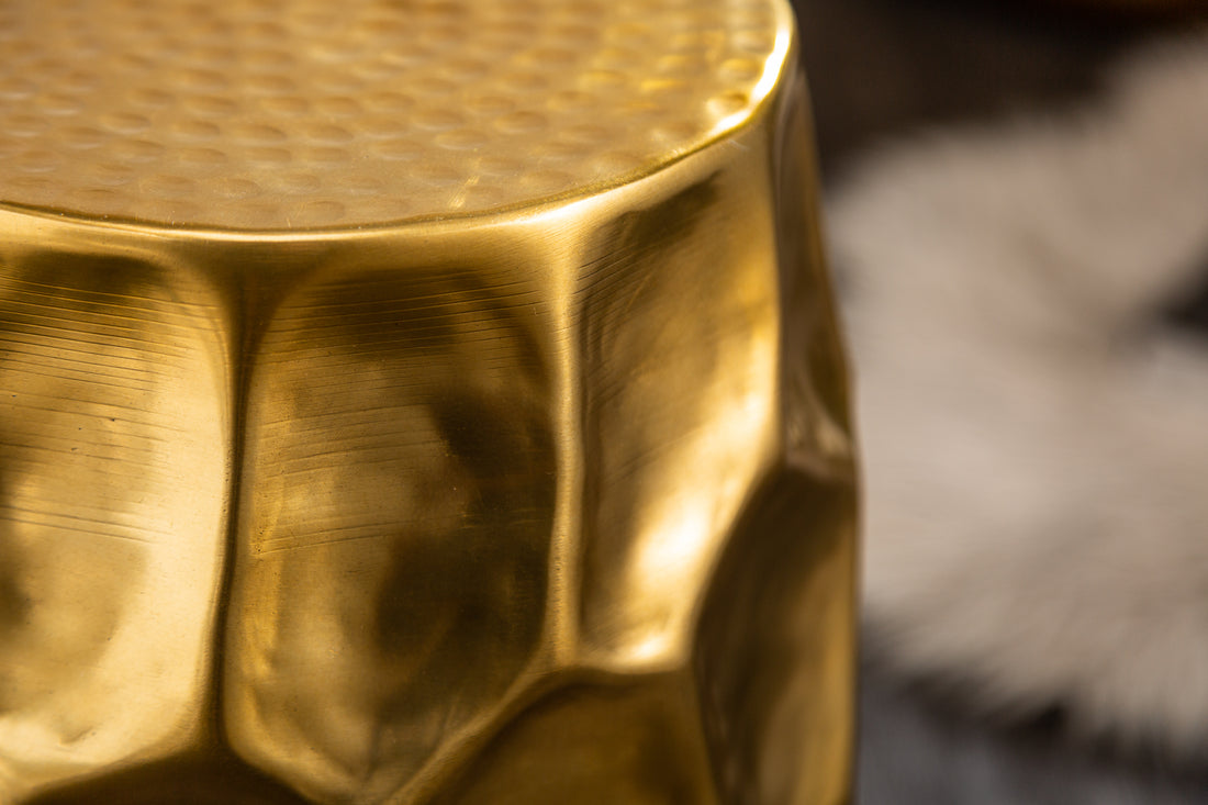 Round Side Table Organic Orient 46cm Metal Gold