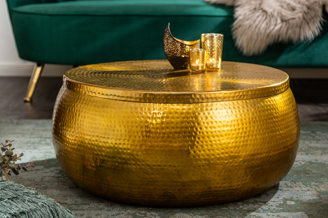 Coffee Table Orient Storage 70cm Gold