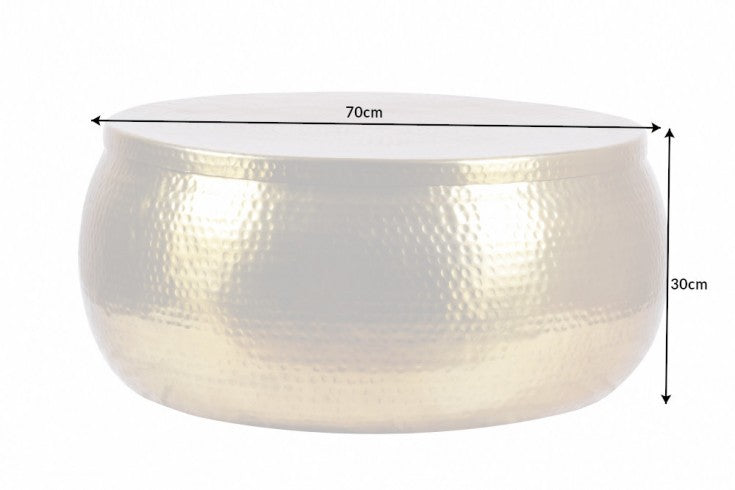 Round Coffee Table Orient Storage 70cm Metal Gold