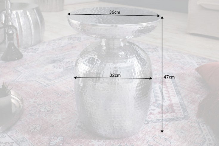 Round Side Table Orient 47cm Metal Silver