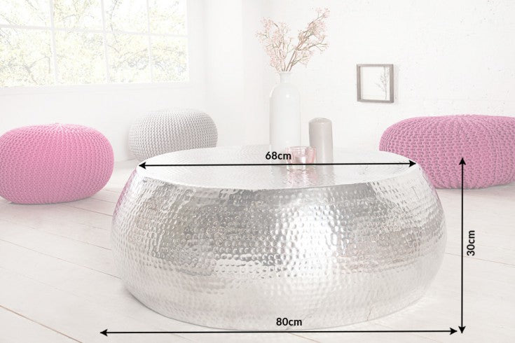 Round Coffee Table Orient 80cm Metal Silver