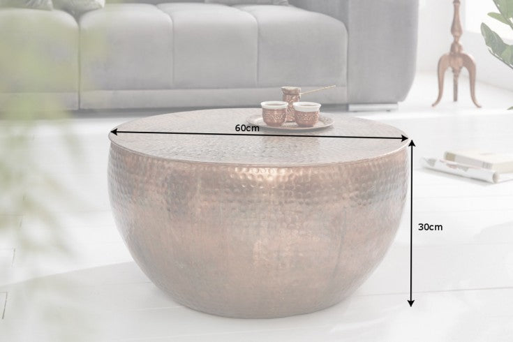 Round Coffee Table Orient 60cm Metal Copper Flamed