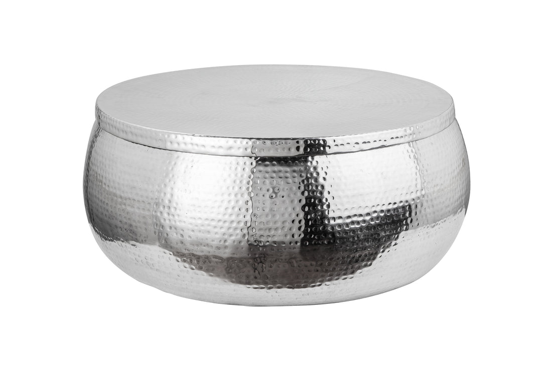Round Coffee Table Orient Storage 70cm Metal Silver