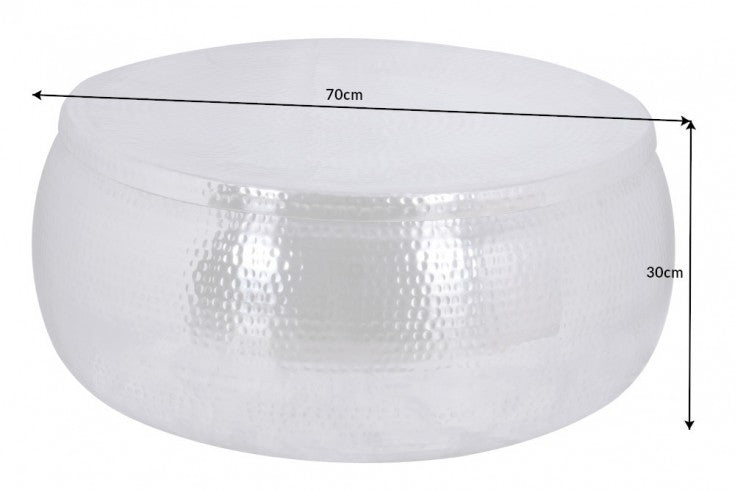 Round Coffee Table Orient Storage 70cm Metal Silver