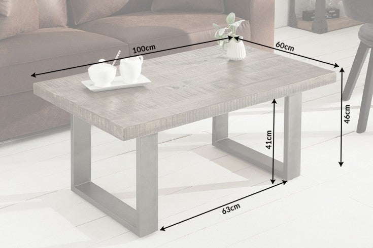 Coffee Table Blacksmith 100cm Mango Wood Grey