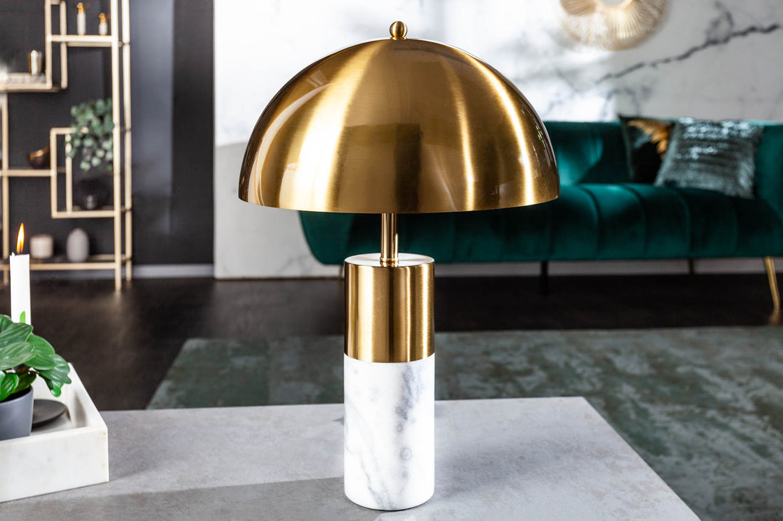 Table Lamp Burlesque 52cm Metal Gold Marble White