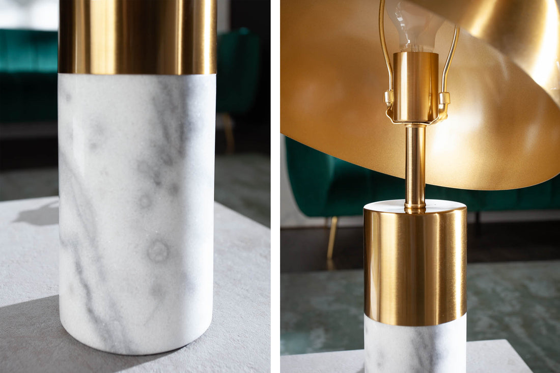 Table Lamp Burlesque 52cm Metal Gold Marble White