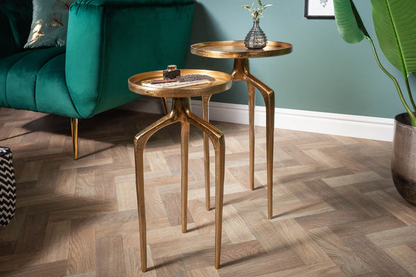 Side Table Abstract Set of 2 Gold