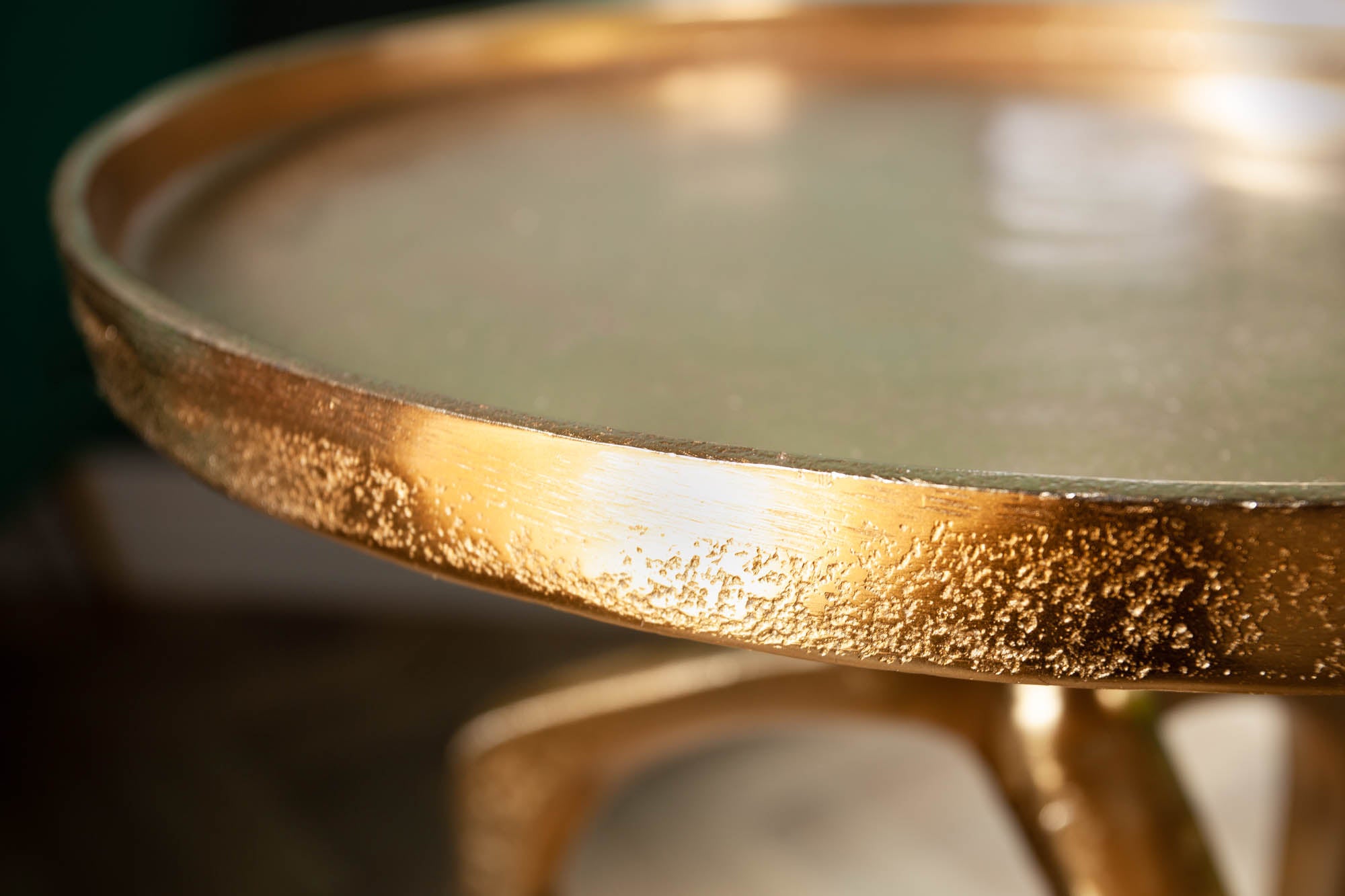 Set Of 2 Round Side Tables Abstract 54cm/59cm Metal Gold