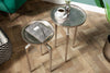 Set Of 2 Round Side Tables Abstract 54cm/59cm Metal Silver