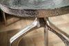 Set Of 2 Round Side Tables Abstract 54cm/59cm Metal Silver
