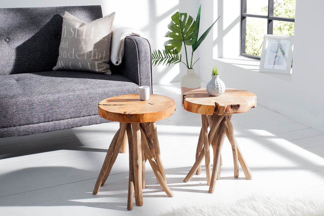 Side Table Root 45cm Teak Wood Brown