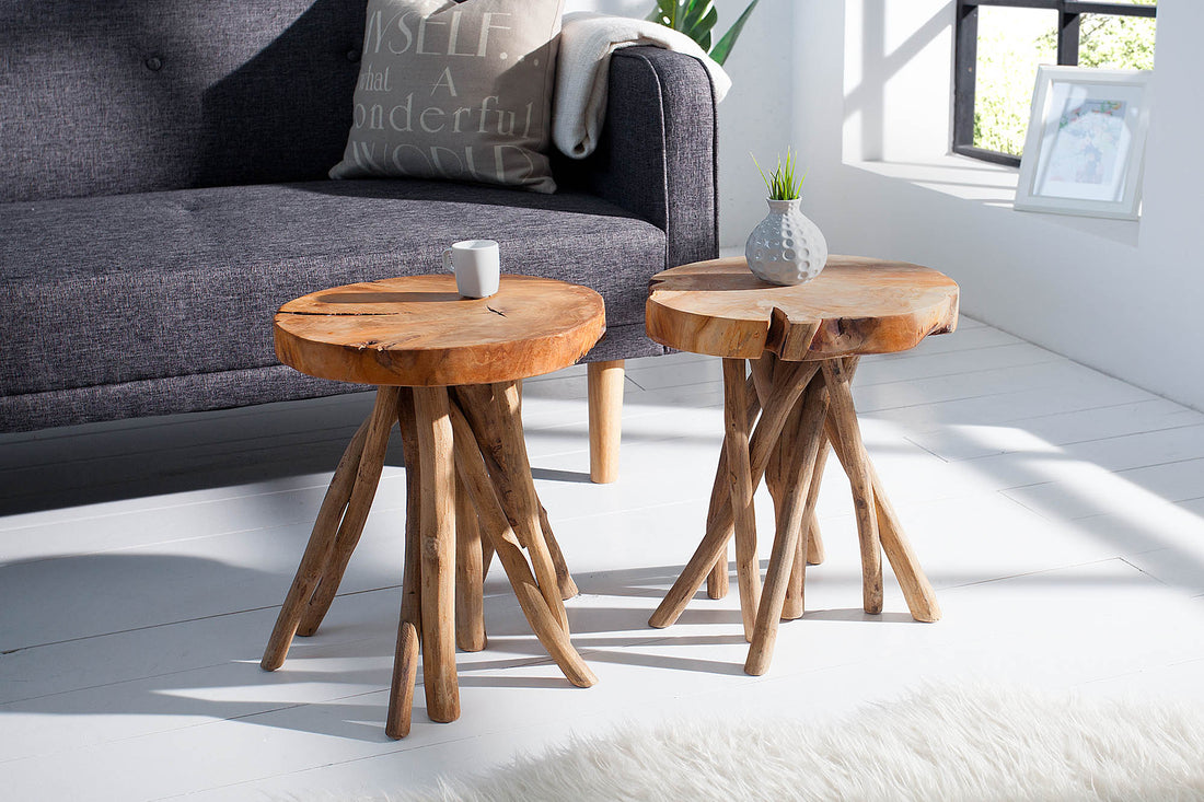 Side Table Root 45cm Teak Wood Brown