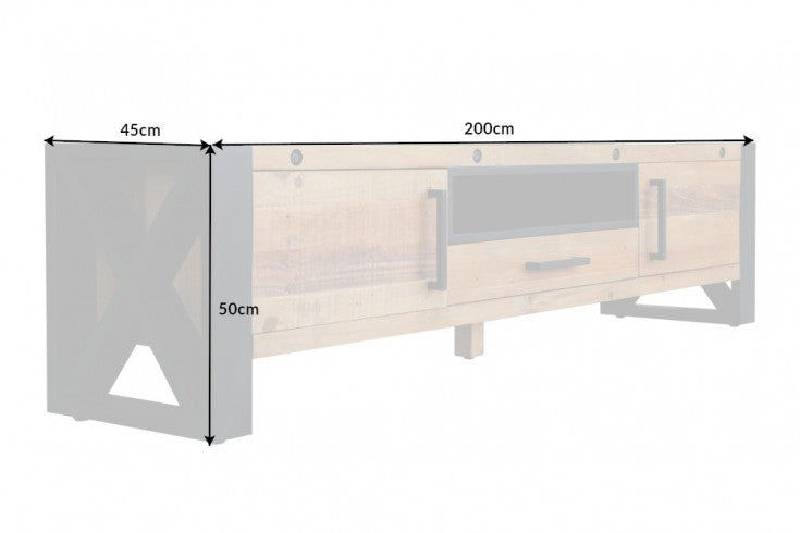 TV Stand Viking 200cm Pine Wood Natural