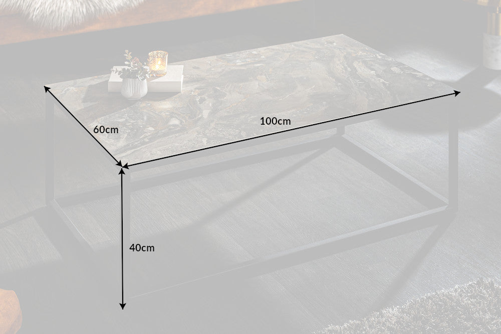 Coffee Table Eclipse 100cm Ceramic Marble Look Taupe