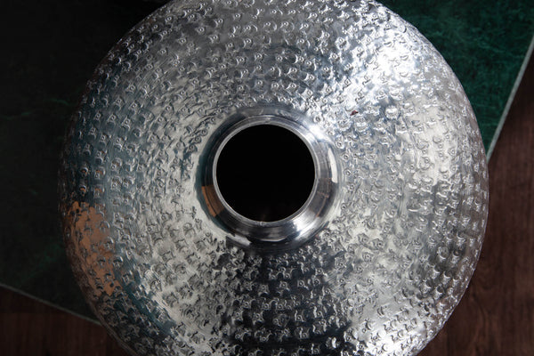 Set Of 2 Vases Oriental 27cm/33cm Metal Silver