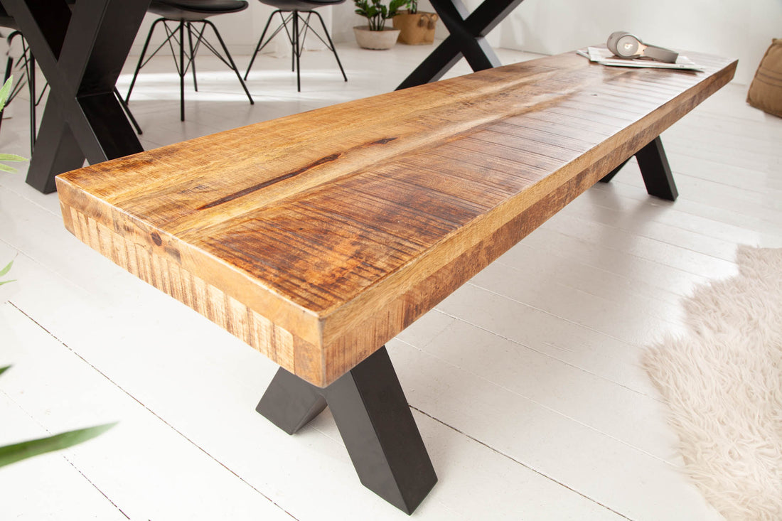 Bench Blacksmith 200cm Mango Wood Natural X-frame