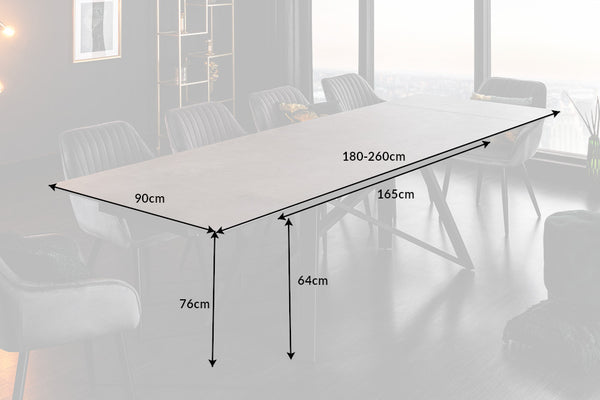 Dining Table Helios 180-220-260cm Ceramic Concrete Look