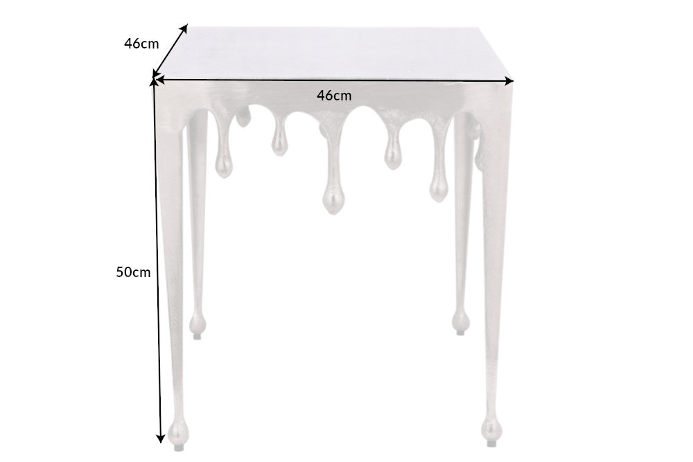 Side Table Liquid Line 50cm Metal Silver