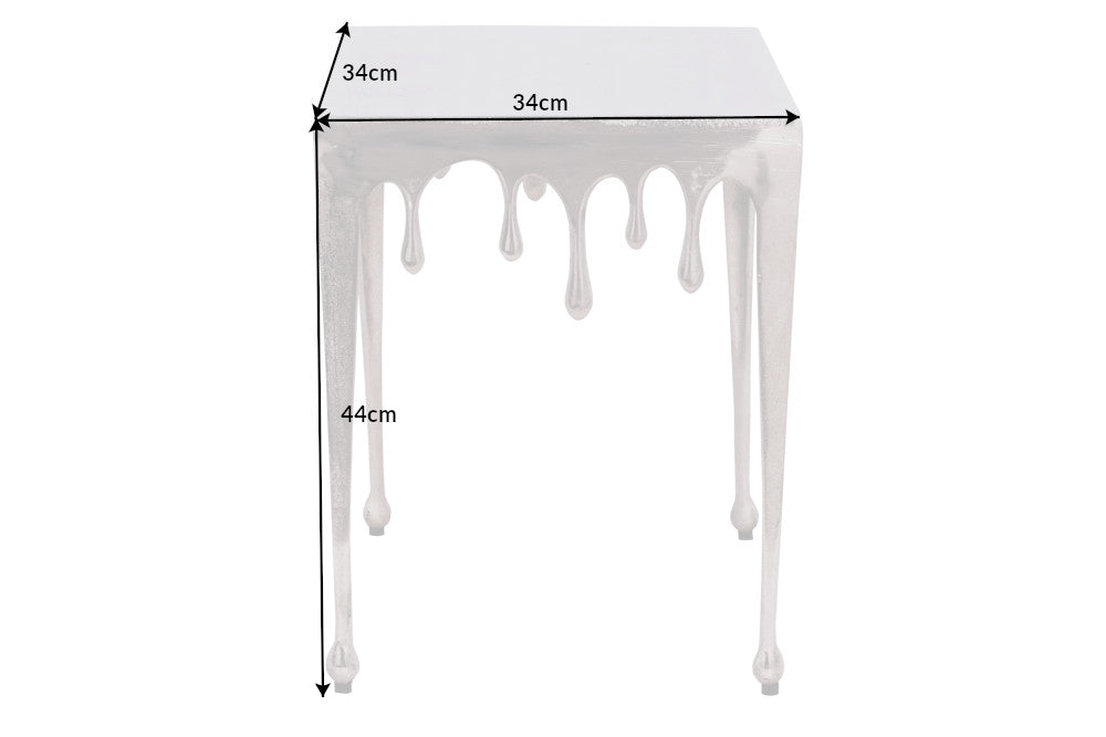 Side Table Liquid Line 44cm Metal Silver