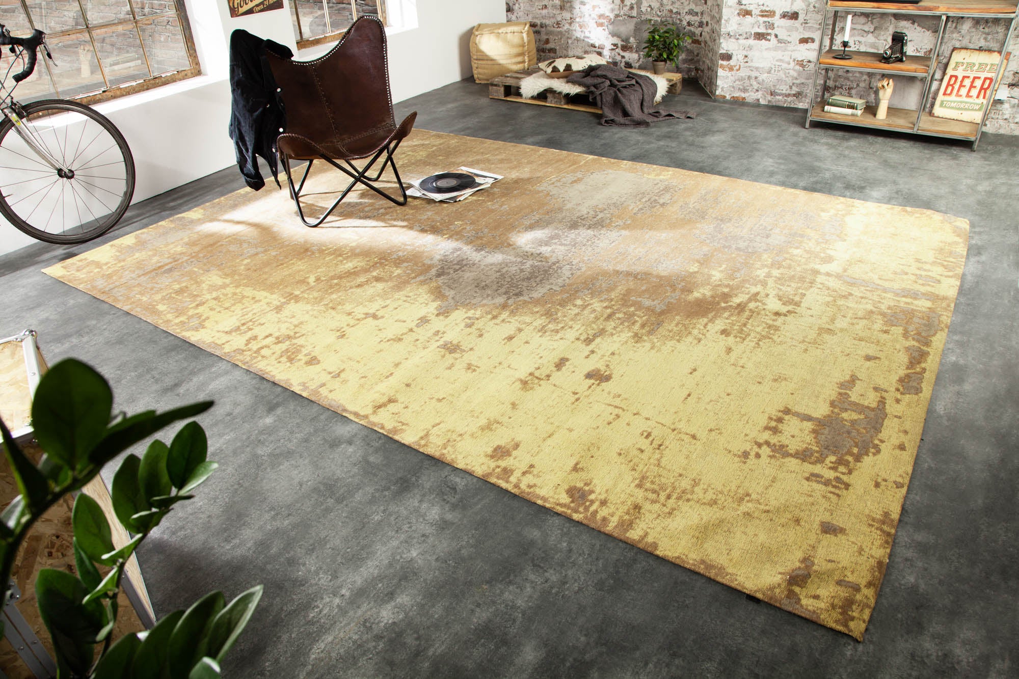 Rug Modern Art 350x240cm Cotton Rust Brown