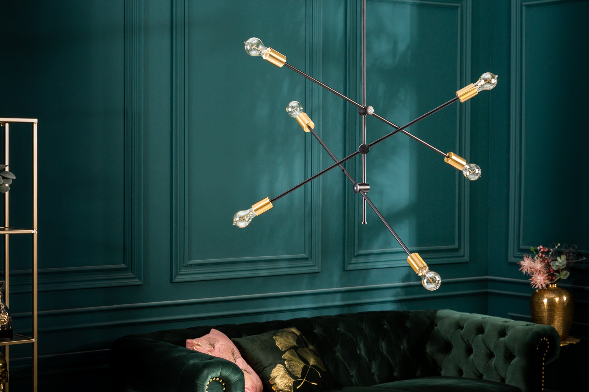 Hanging Lamp Variation 128cm Metal Black Gold