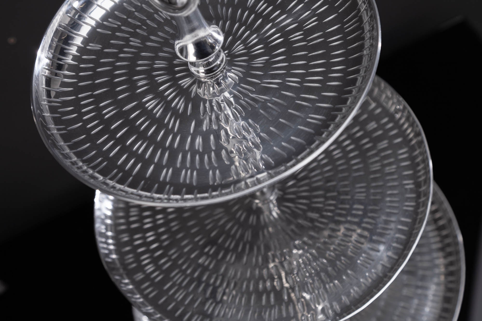 Three Tier Cake Stand Orient 50x30cm Hammered Metal Silver