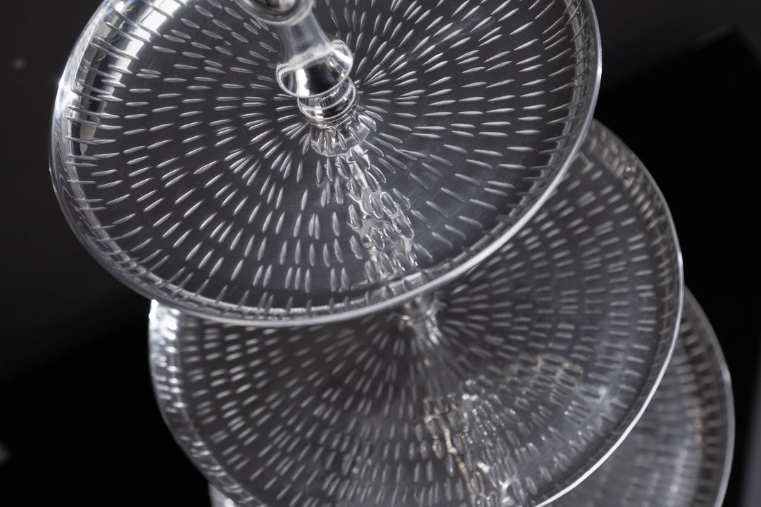 Three Tier Cake Stand Orient 50x30cm Hammered Metal Silver