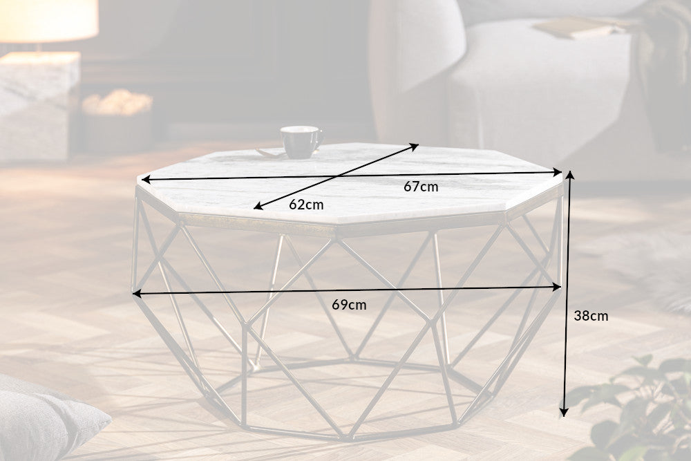 Coffee Table Diamond 70cm Marble White