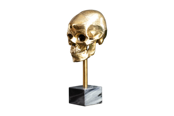 Decorative Sculpture Skull 35cm Metal Gold