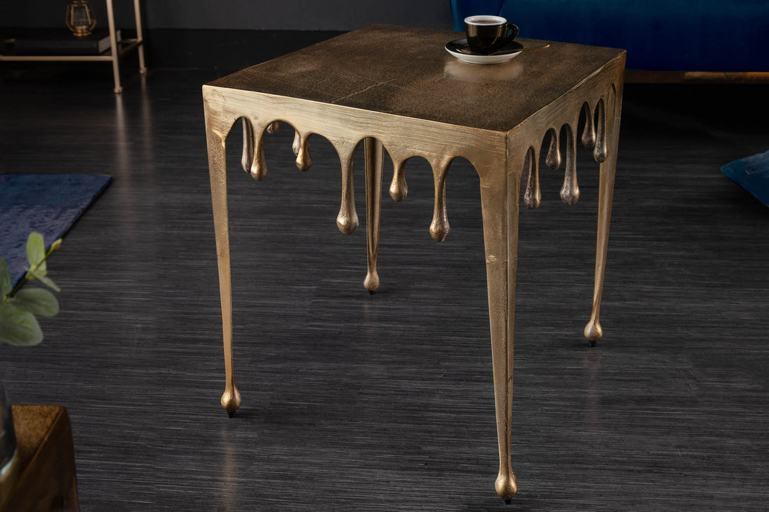 Side Table Liquid Line 50cm Metal Gold