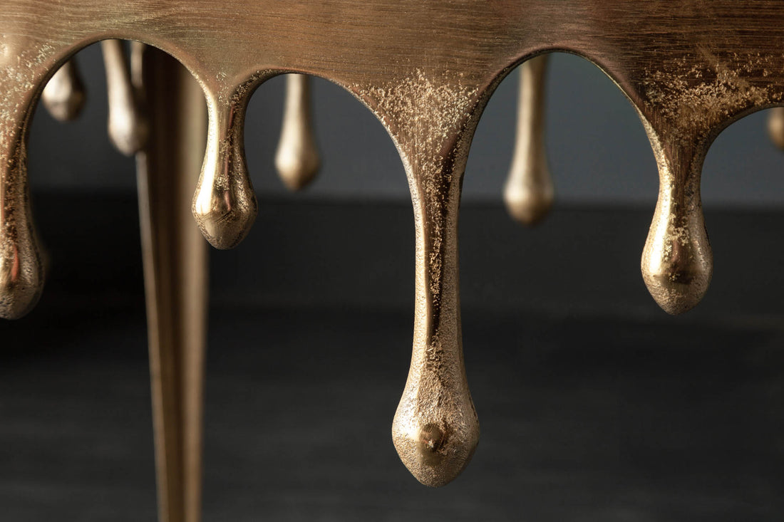 Side Table Liquid Line 50cm Metal Gold