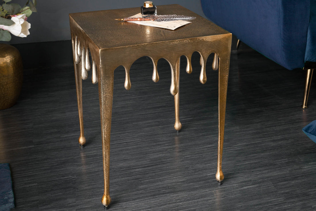 Side Table Liquid Line 44cm Metal Gold