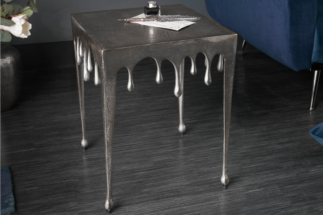 Side Table Liquid Line 45cm Silver