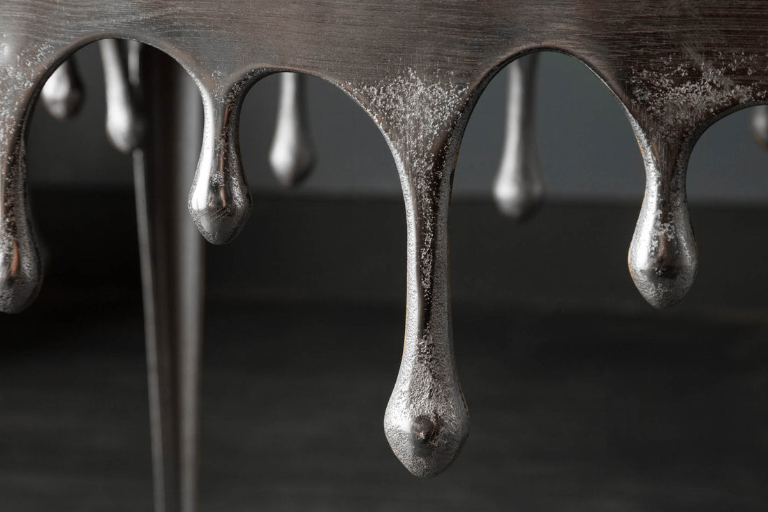 Side Table Liquid Line 44cm Metal Silver