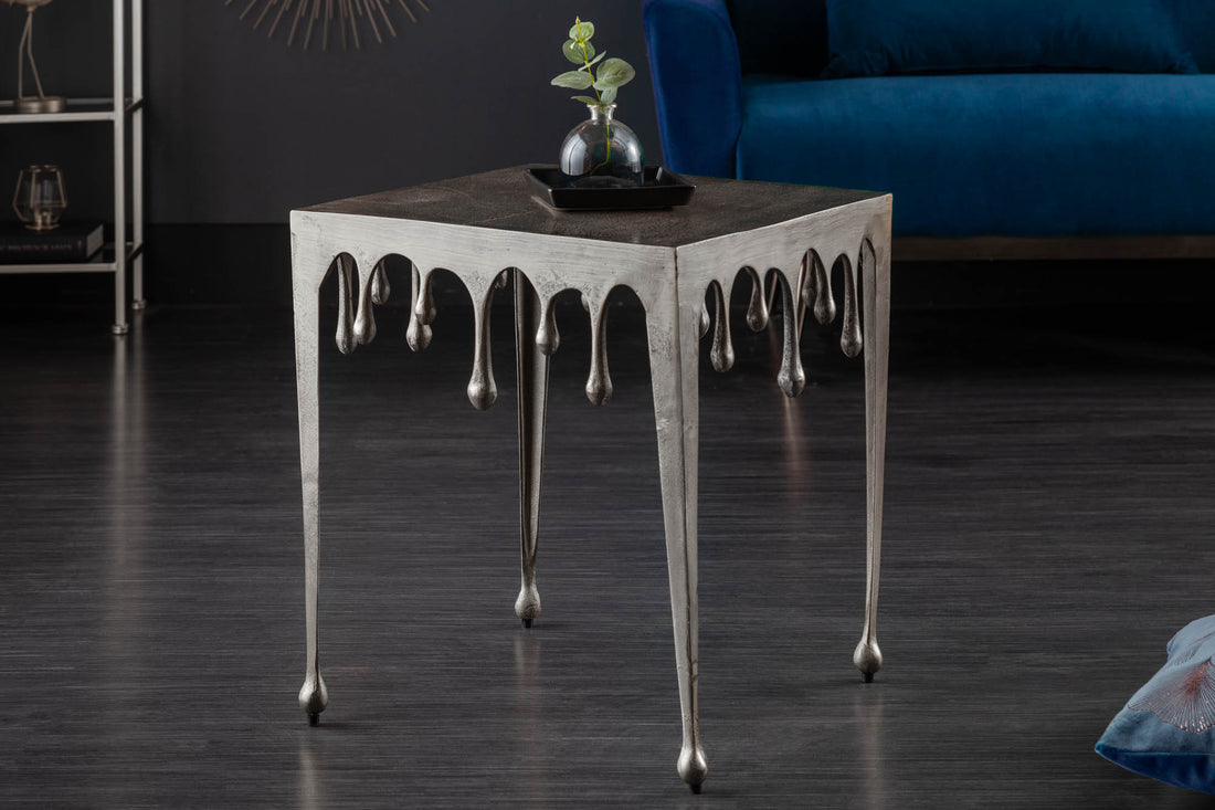 Side Table Liquid Line 50cm Silver